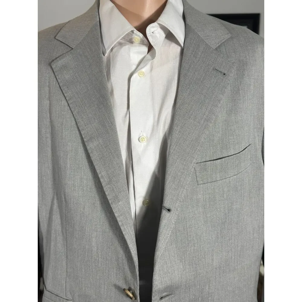 Brunello Cucinelli Gray Cotton Birdseye Nailhead Blazer Sportcoat 54IT 42R US